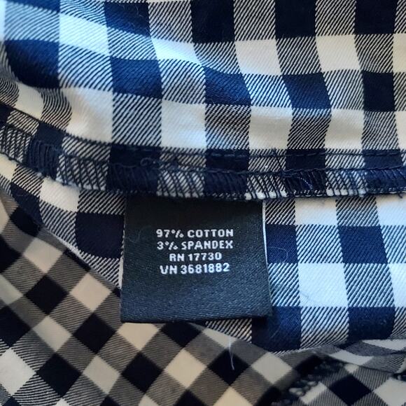 Victoria Beckham Navy White Check Blouse w/Peplum Size L - Picture 16 of 16